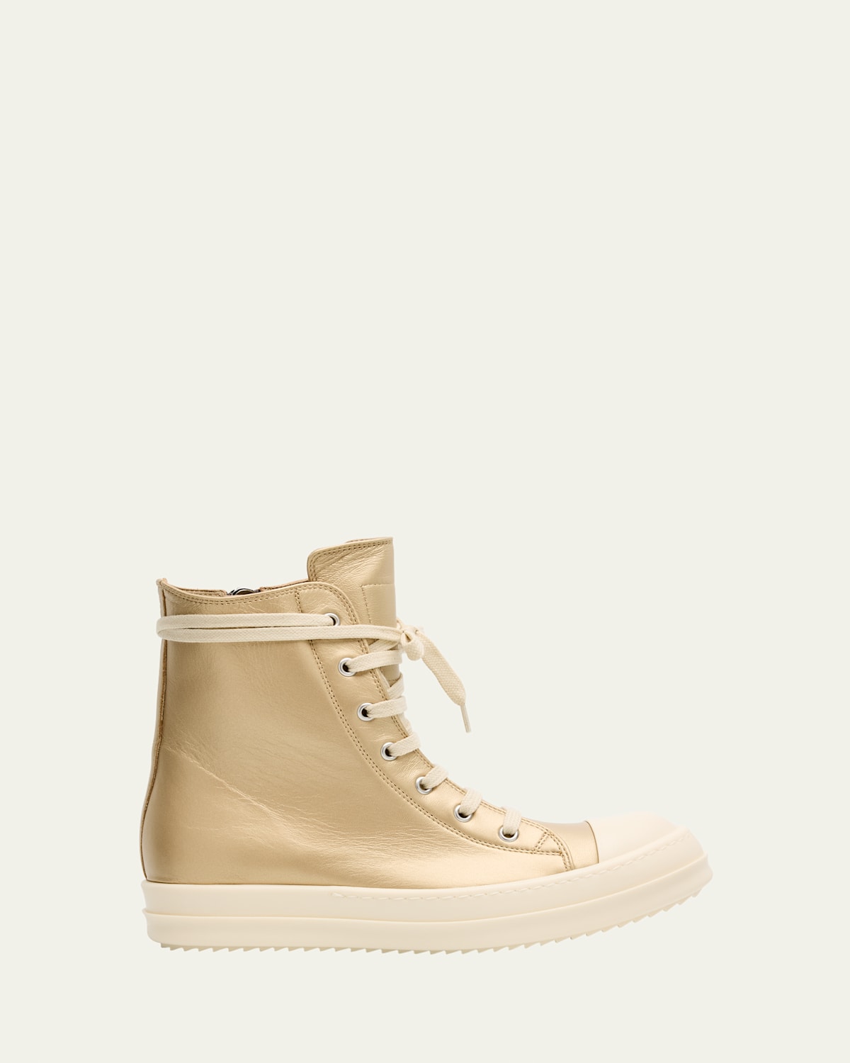 Rick Owens High-top Sneakers With Smooth Leather Upper And Chunky Sole In Gold