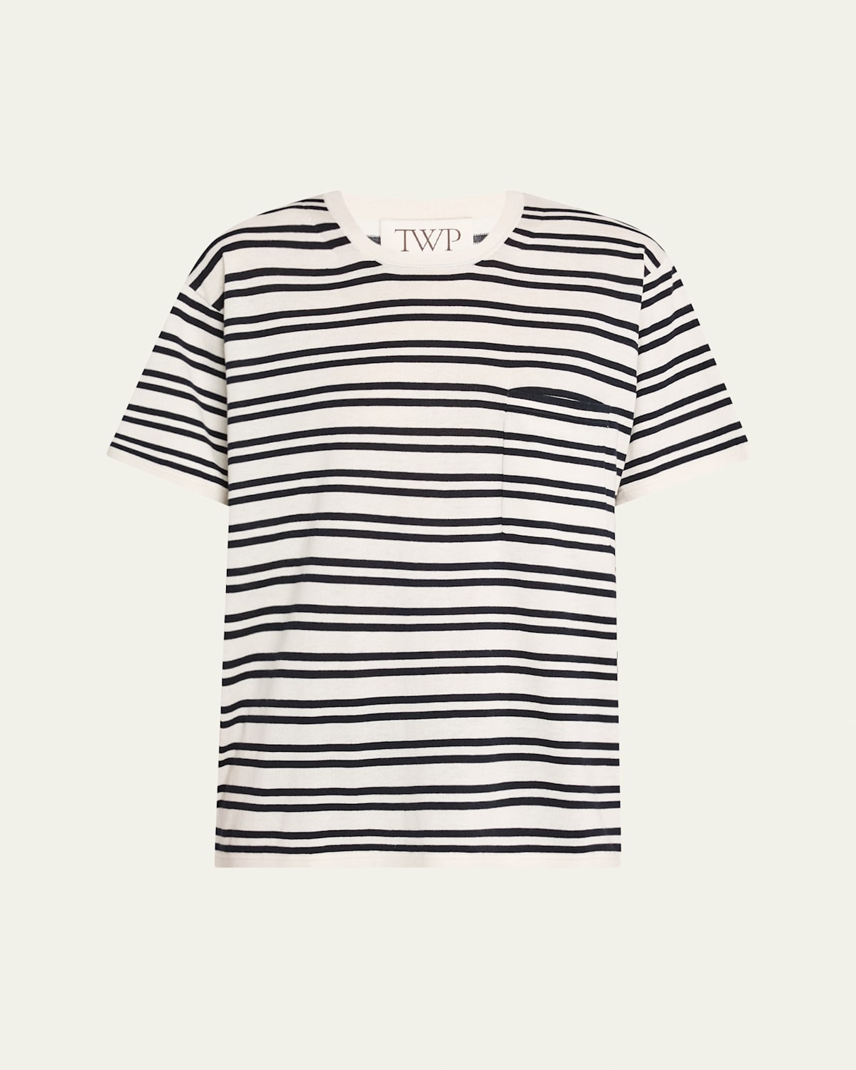 Twp Striped Big Boy Tee In Ivory Midnight