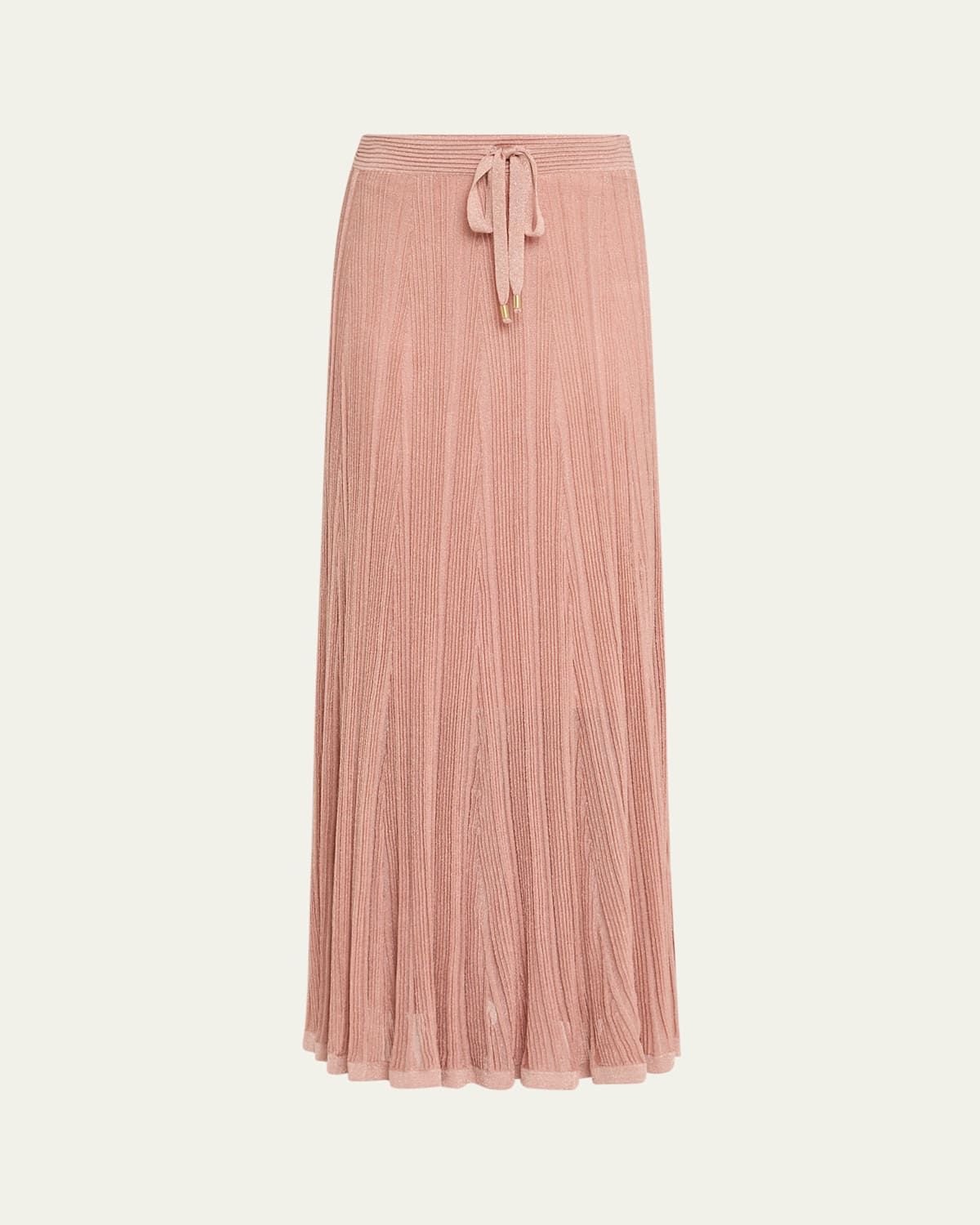 Zimmermann Lucky Metallic Rib Maxi Skirt In Metallic Pink