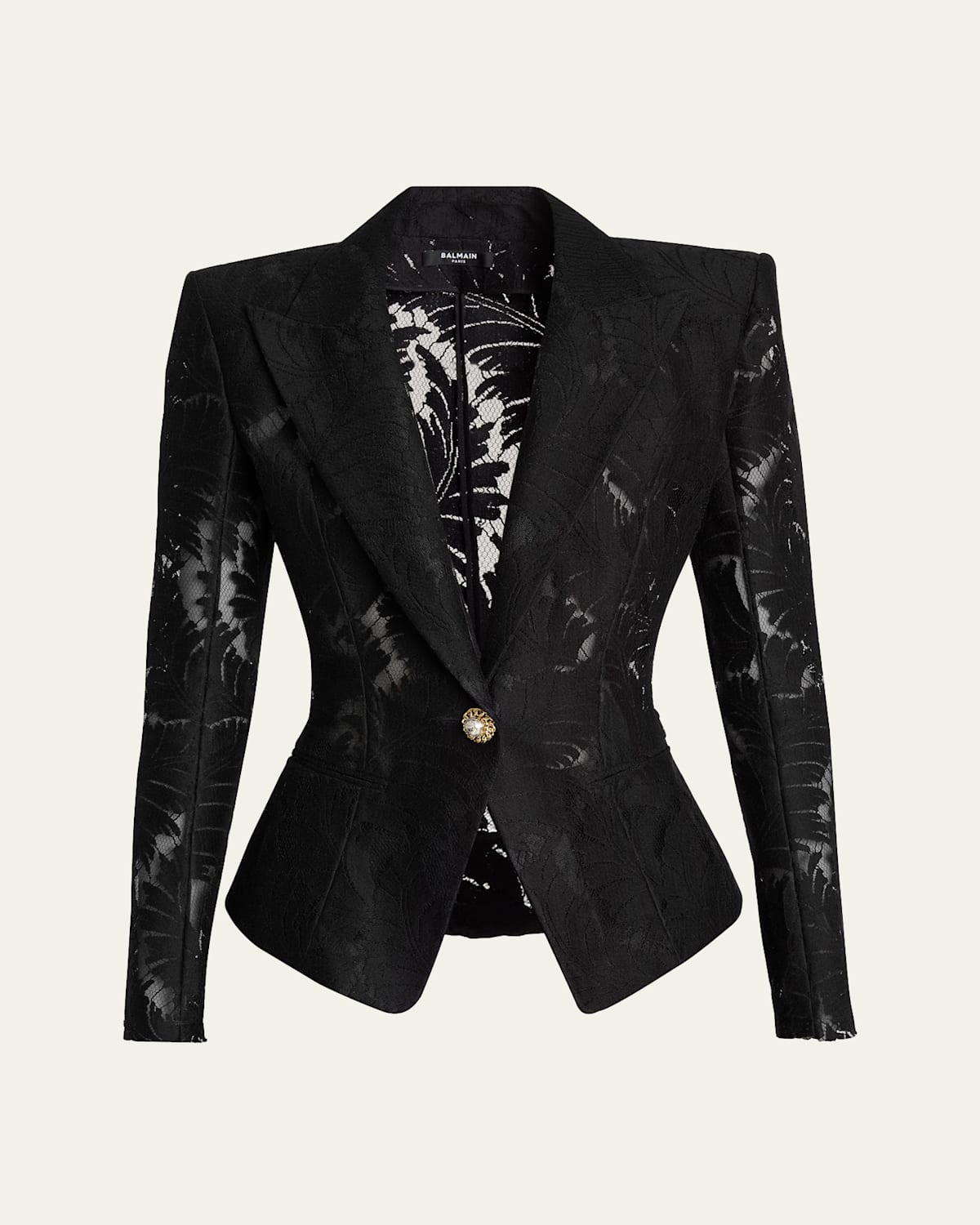 Balmain Single-breasted Fitted Lace Jacket