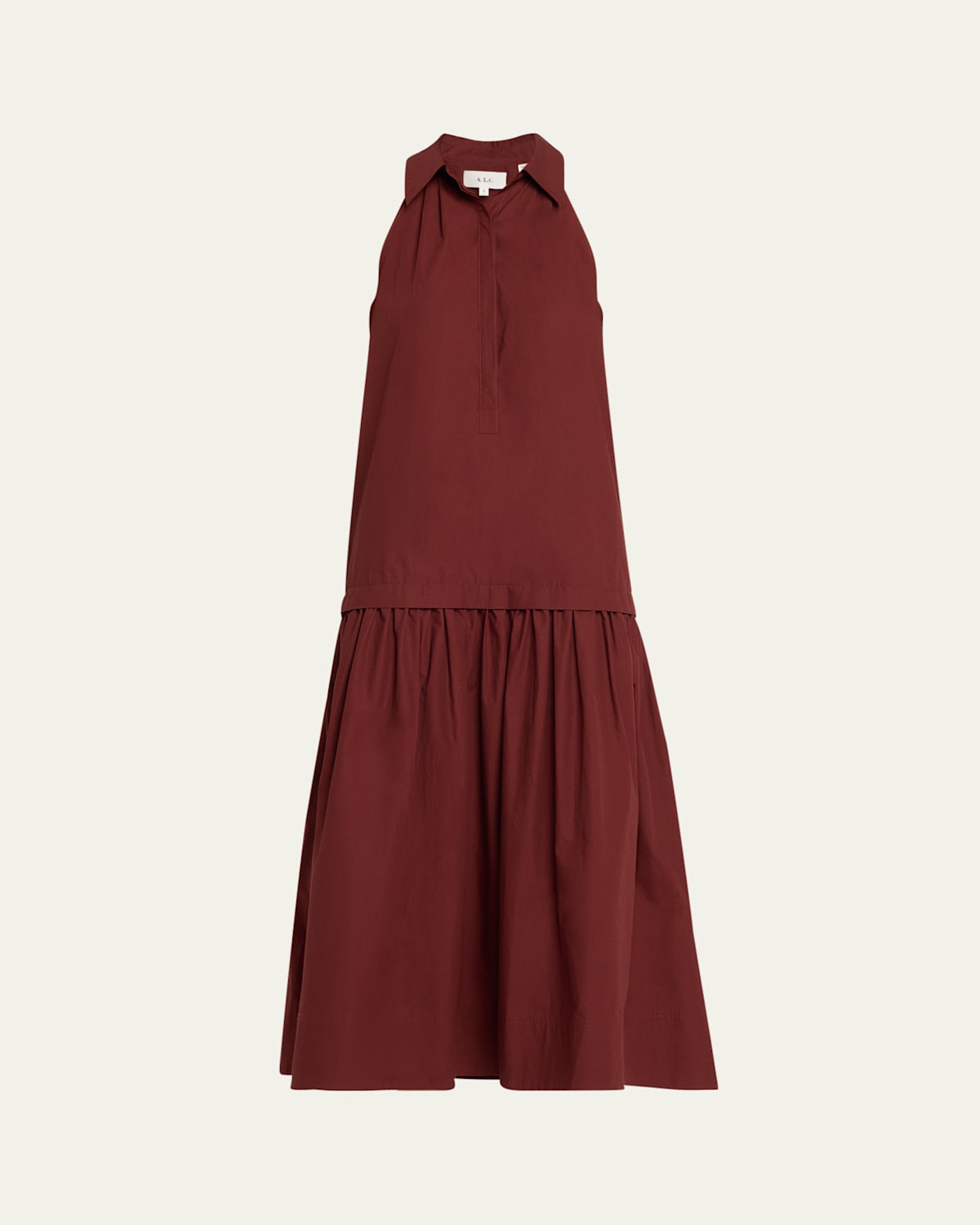 A.l.c Vera Cotton Midi Dress In Dark Bosco