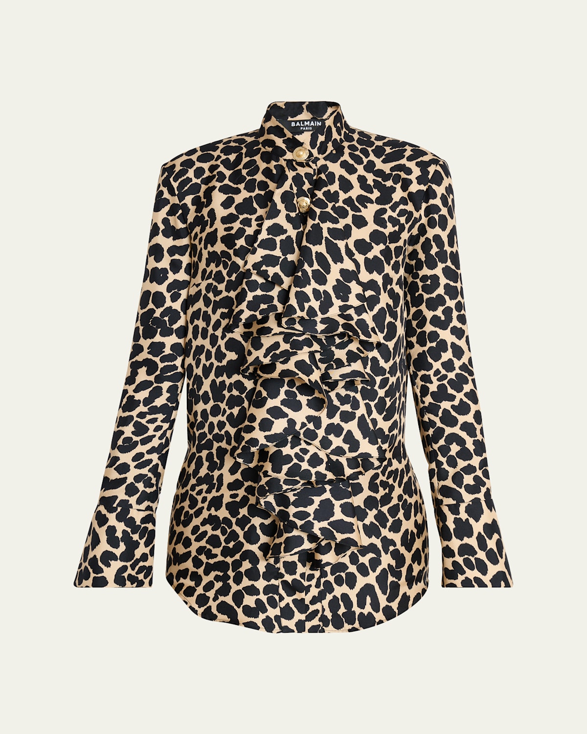 Balmain Leopard Print Collared Blouse In Multi