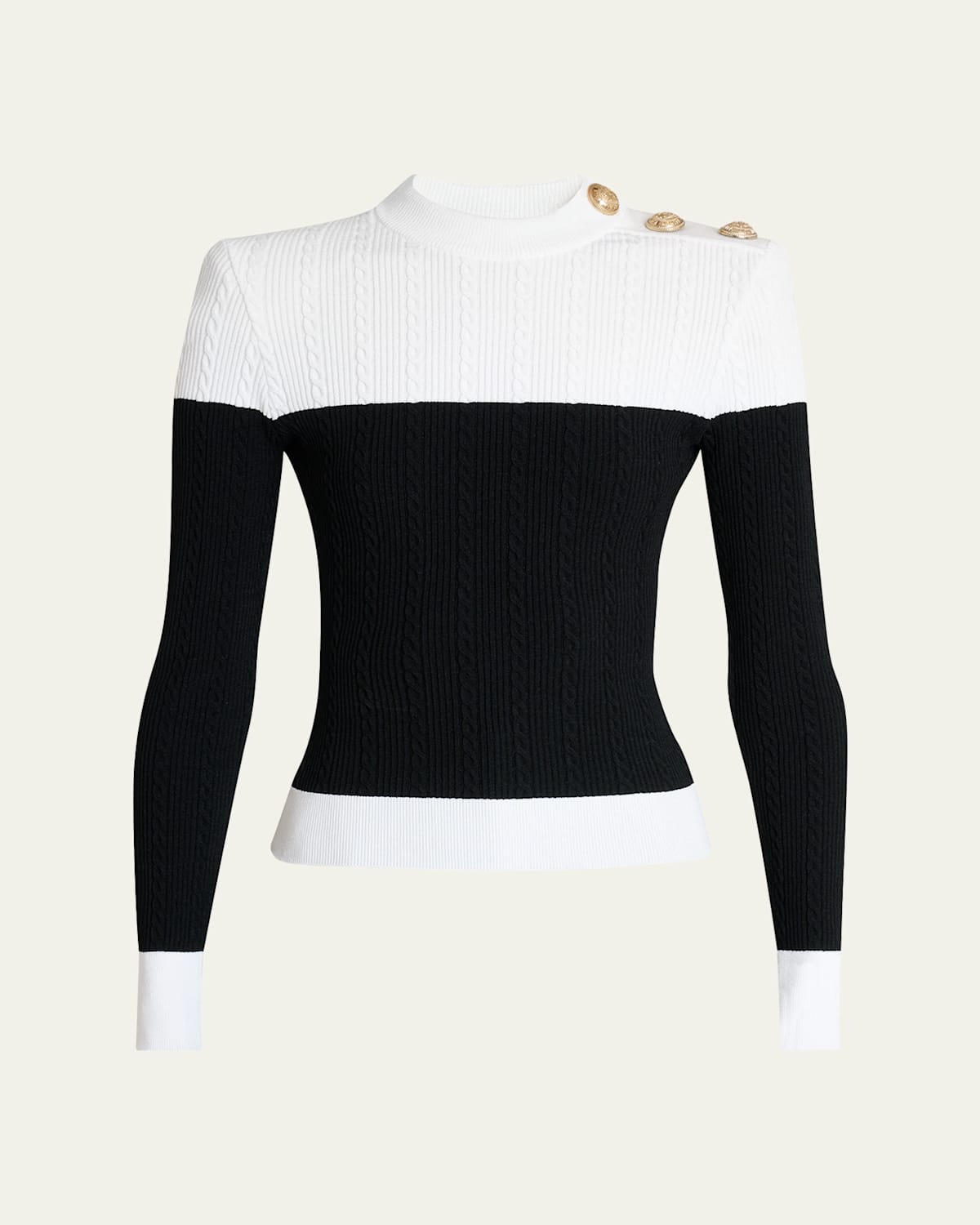 Balmain 3-button Twisted Knit Colorblock Top In Multi