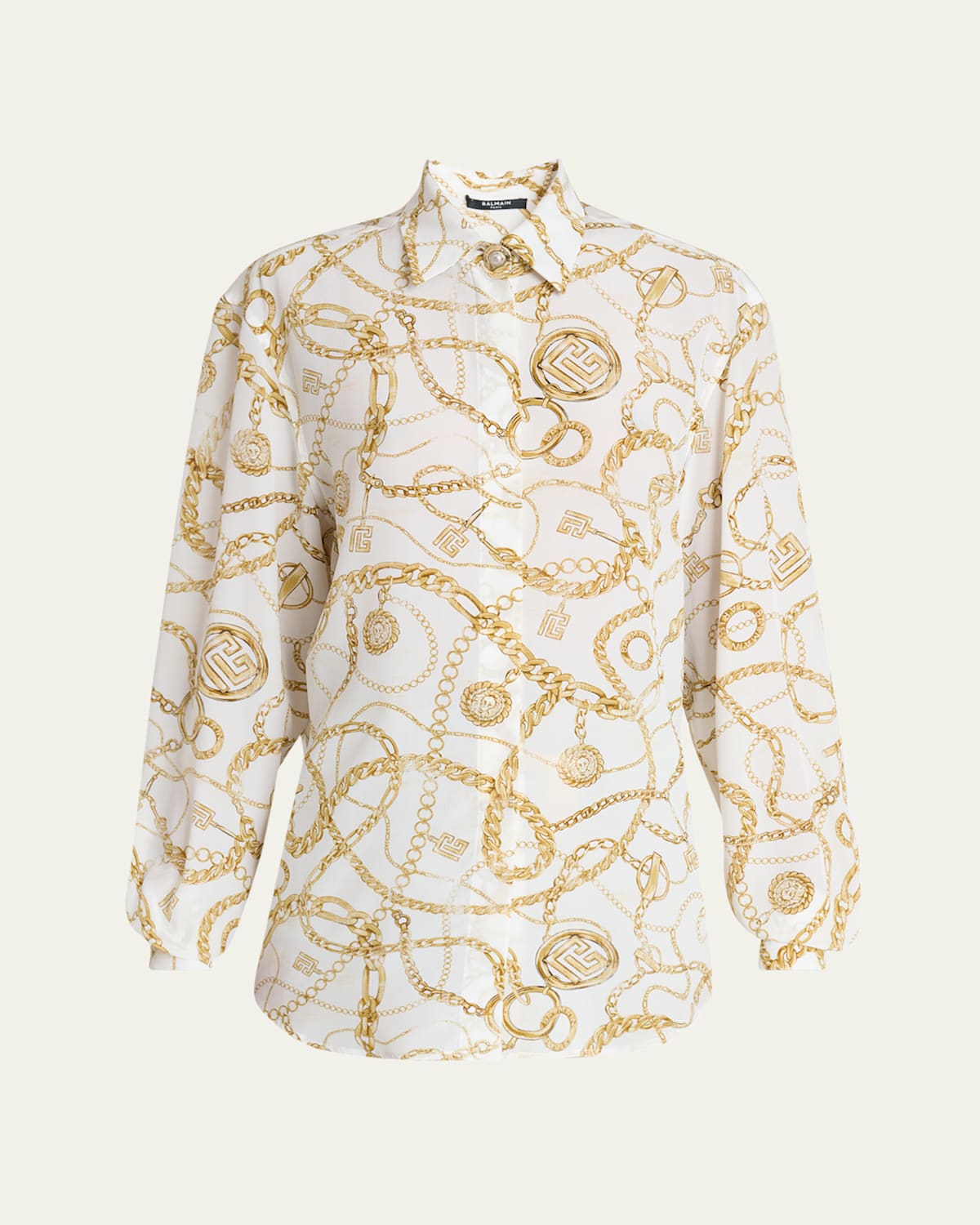Balmain Chain Print Silk Blouse