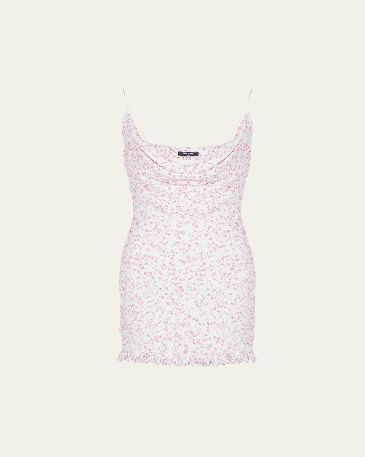 Balmain Cowl Polka Dot Tweed Mini Dress