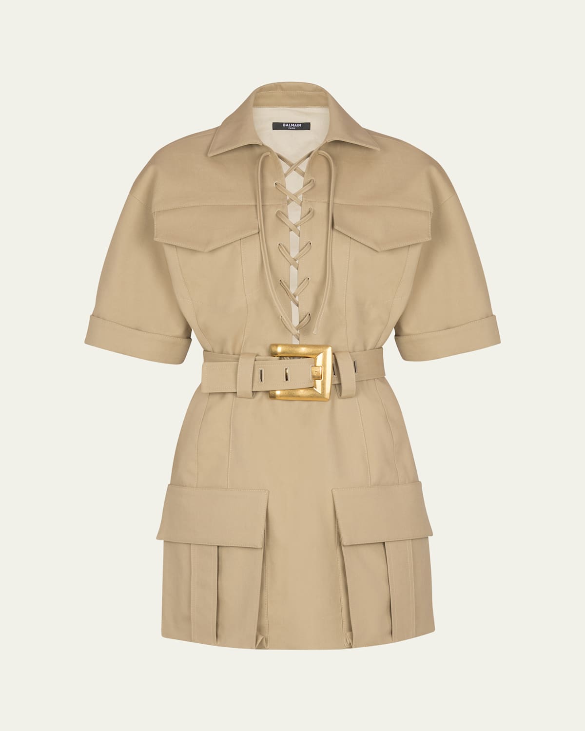 Lace Front Mini Safari Dress