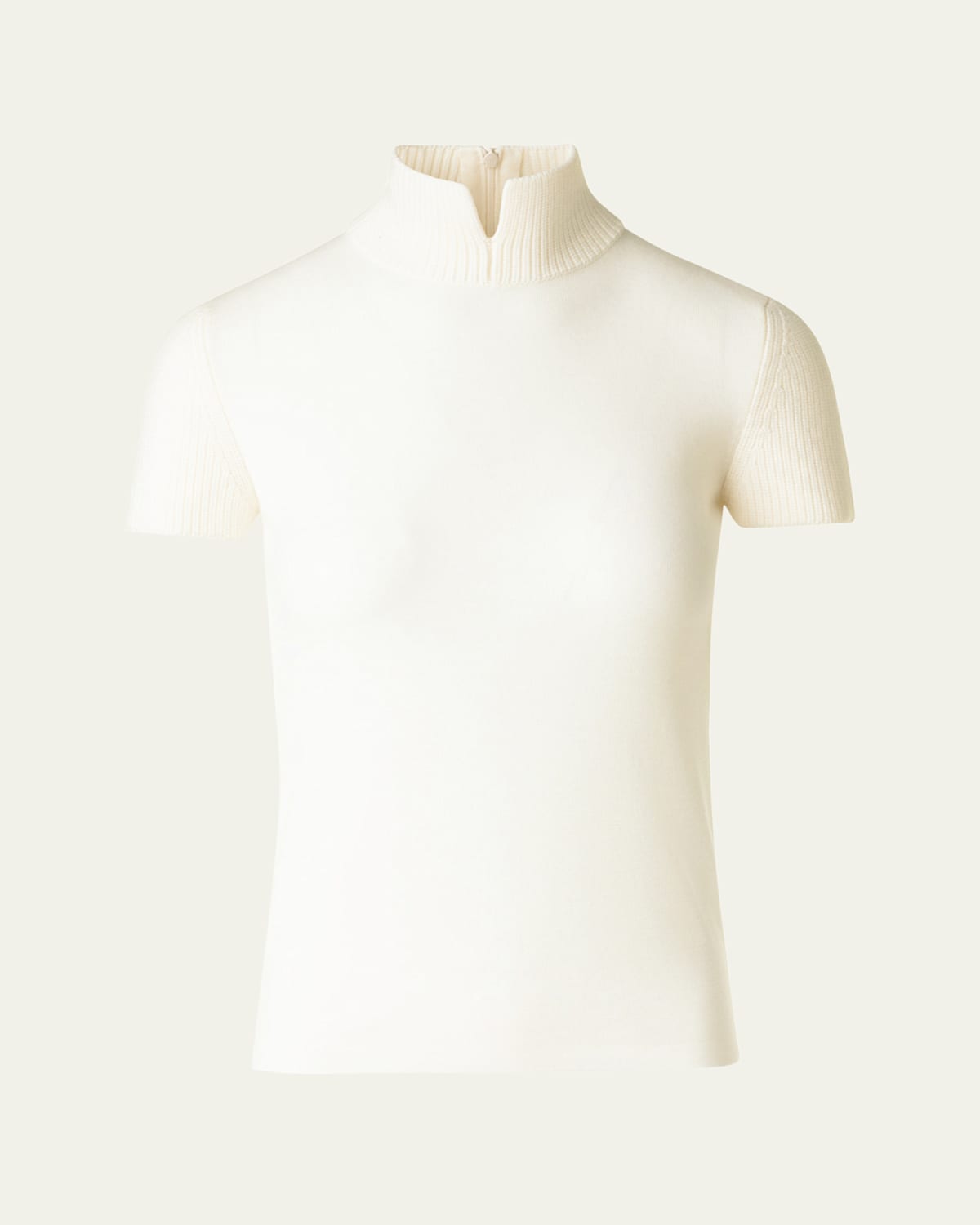 Akris Punto Slit Mock-neck Short-sleeve Sweater In White