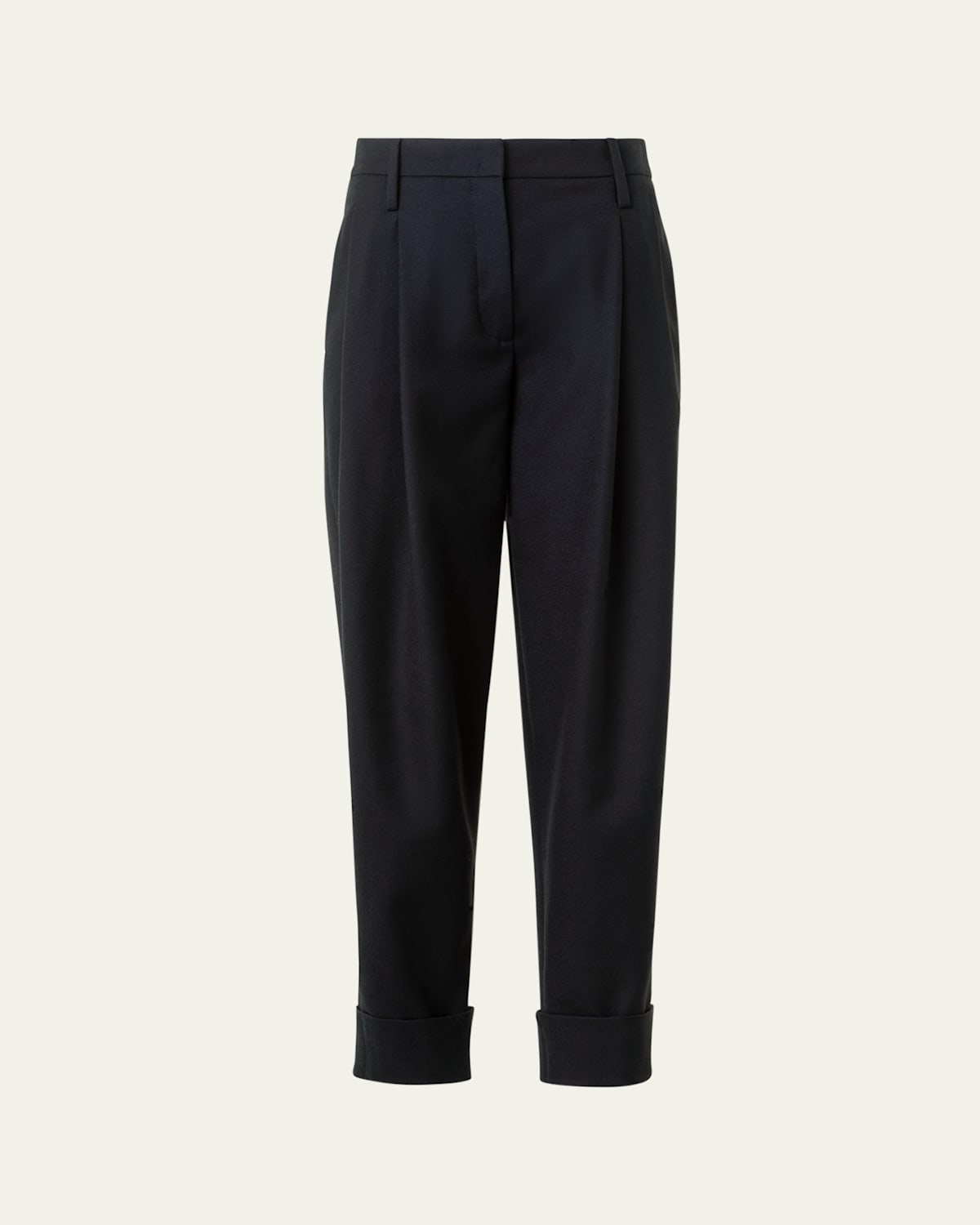 Akris Punto Franklyn Pleated Wool Tricotine Tapered-leg Pants In Blue