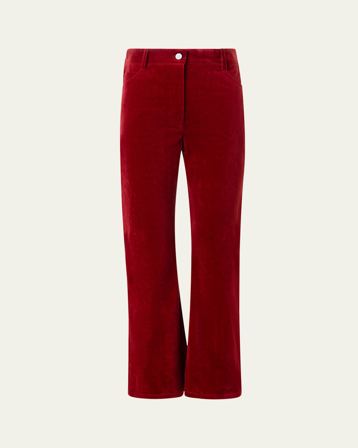 Akris Punto Cali Cropped Stretch Velvet Bootcut Pants In Red