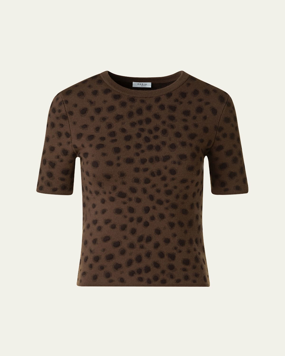 Akris Punto Leopard Jacquard Knit Merino Wool Sweater In Brown