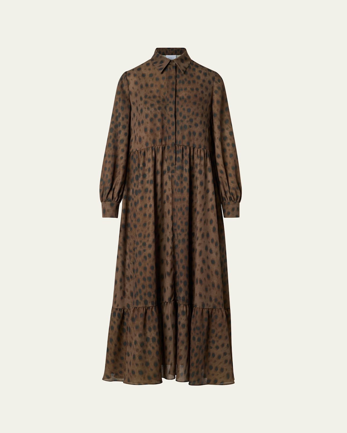 Leopard-Print Viscose Georgette Midi Shirtdress