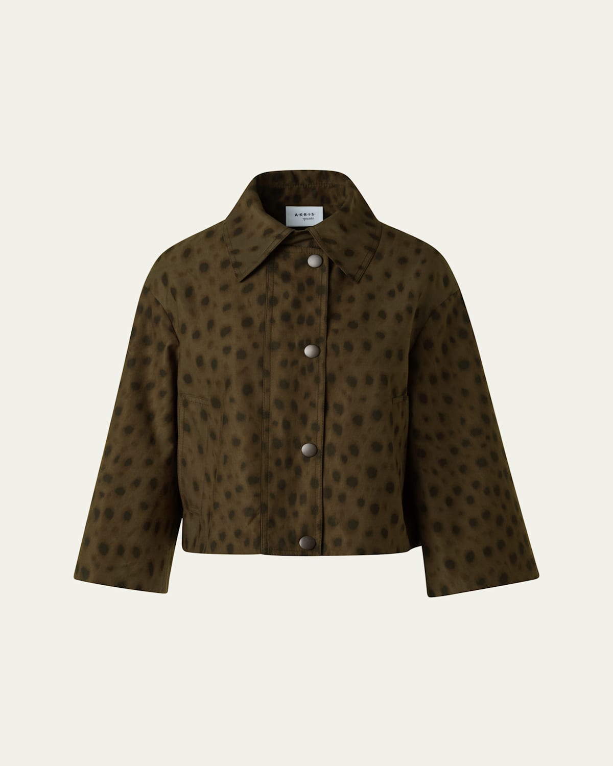 Akris Punto Leopard Brushed Techno Gabardine Short Parka Jacket In Brown