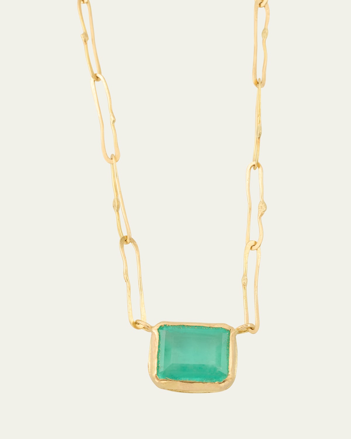 18K Yellow Gold Echo Colombian Emerald Necklace