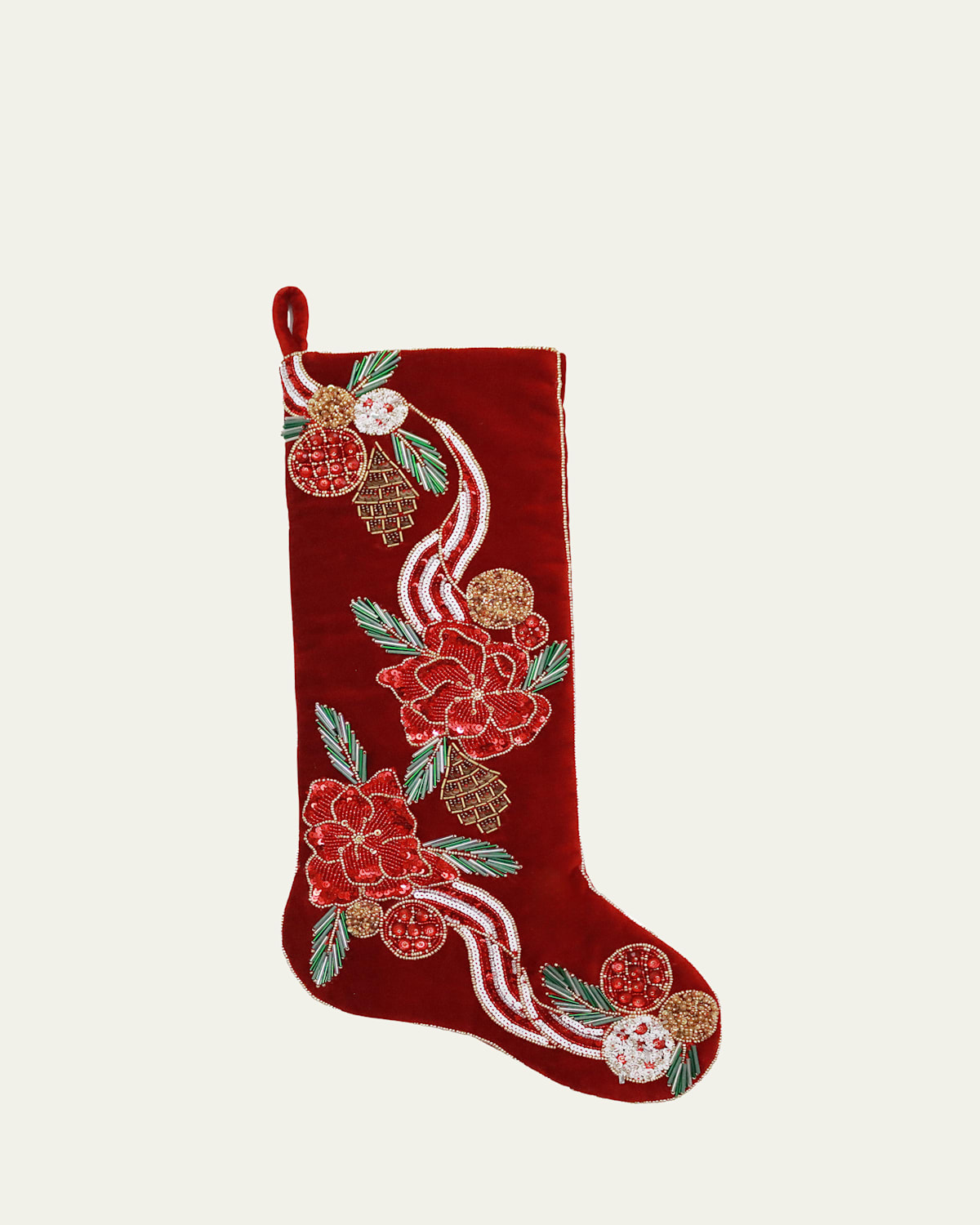 Kim Seybert Magnolia Noel Velvet Christmas Stocking