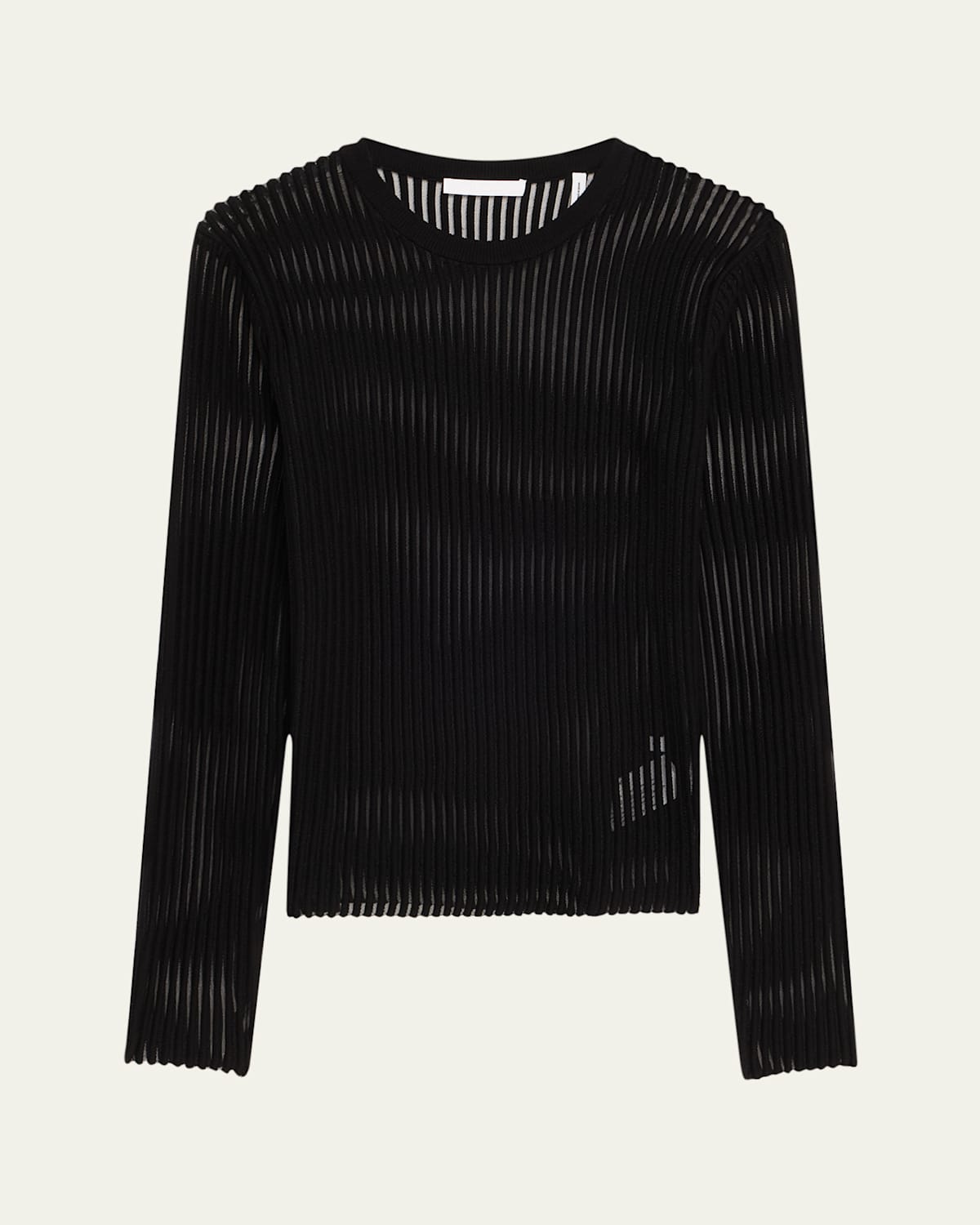 Sheer Stripe Crewneck Top