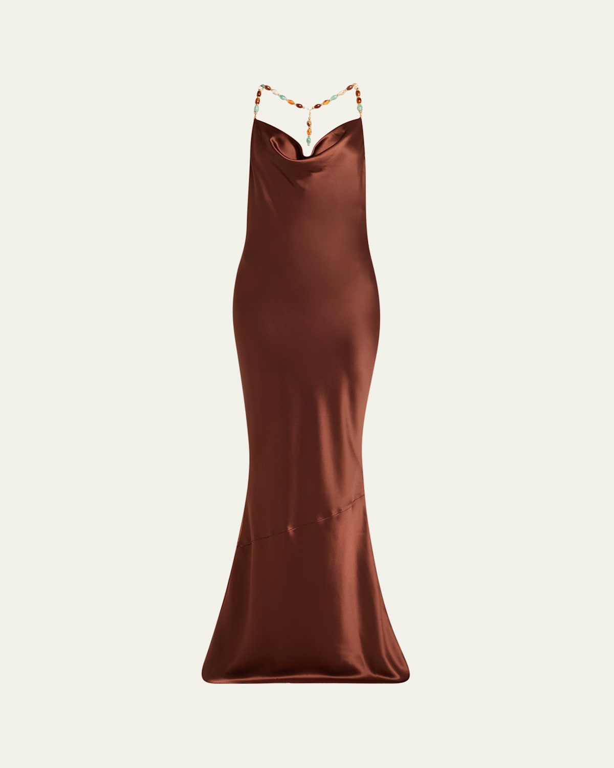 Retroféte Finley Beaded Satin Slip Gown
