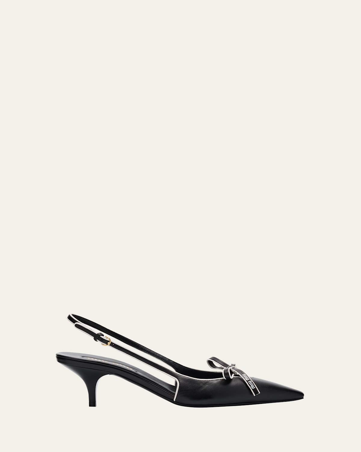 Nappa Leather Bow Slingback Pumps