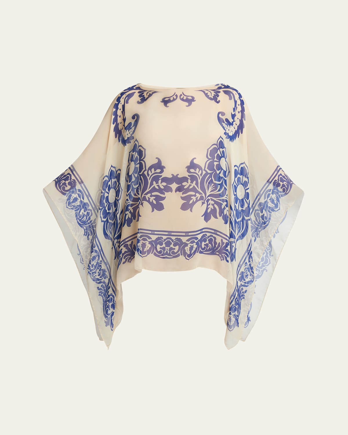 Etro Women Blue Cape With All-over Paisley Print In Silk Woman In Multi
