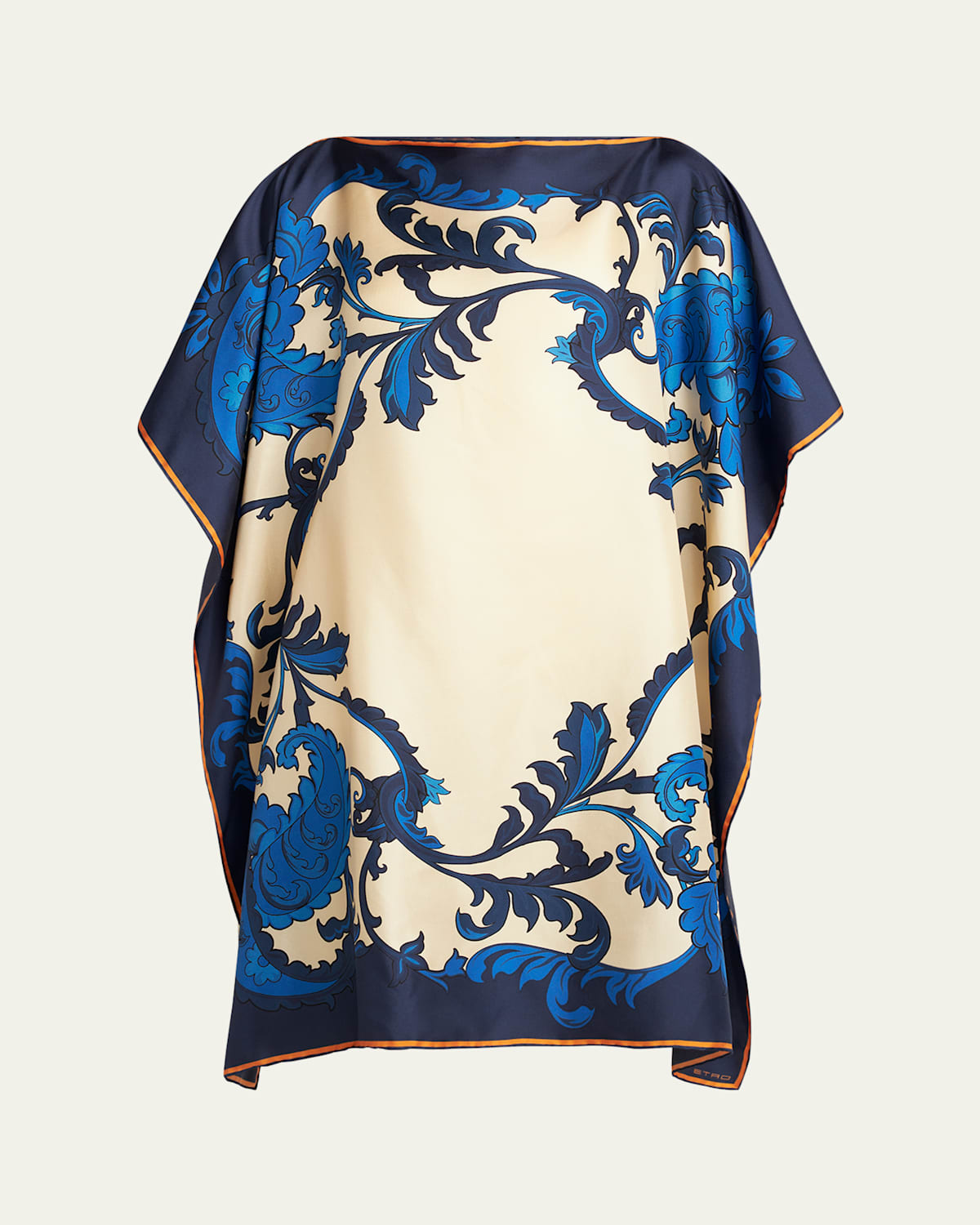 Etro Blue Dress With All-over Graphic Print And Straight Neckline In Silk Woman In Print On White Base