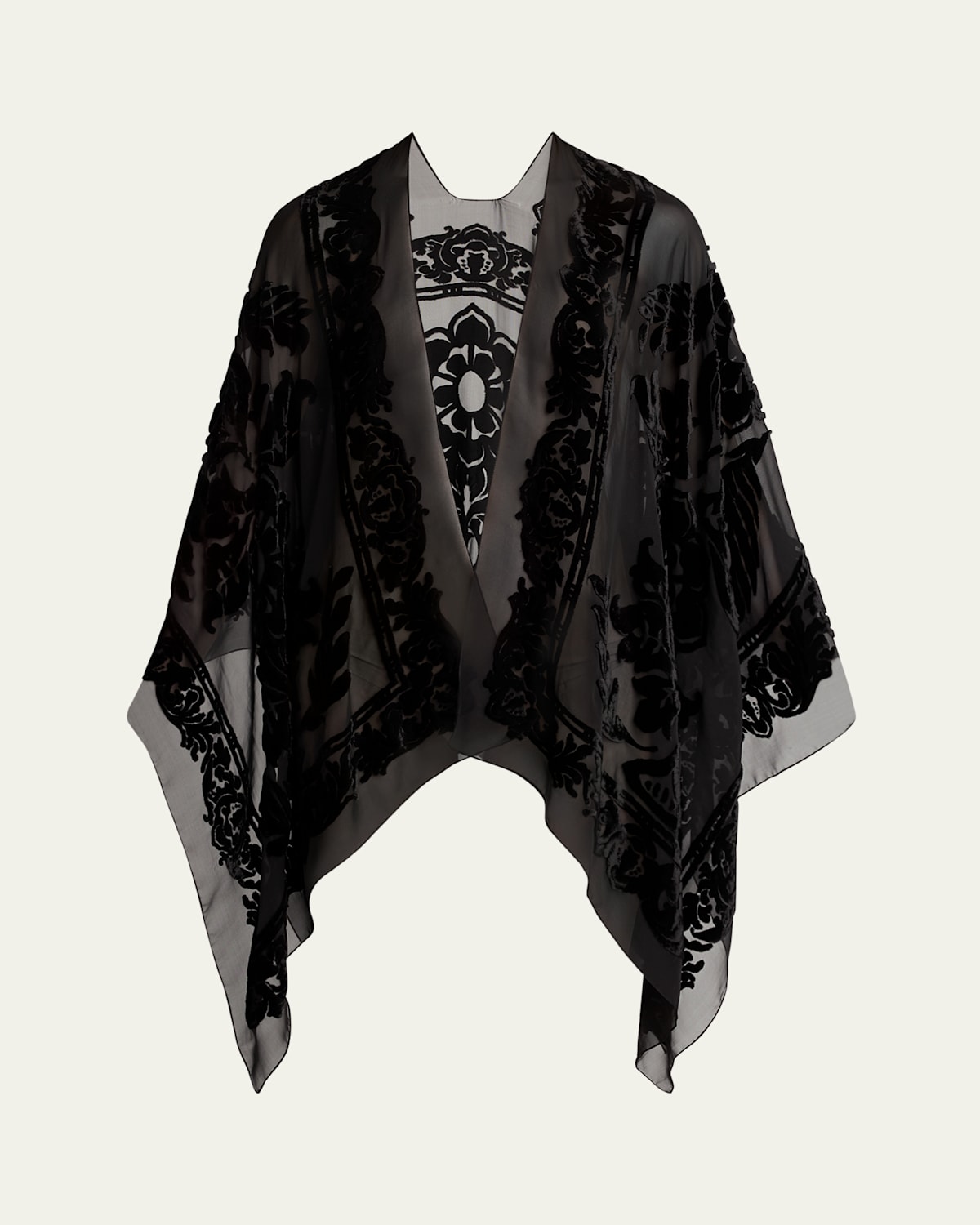 Floral Velvet Sheer Cape