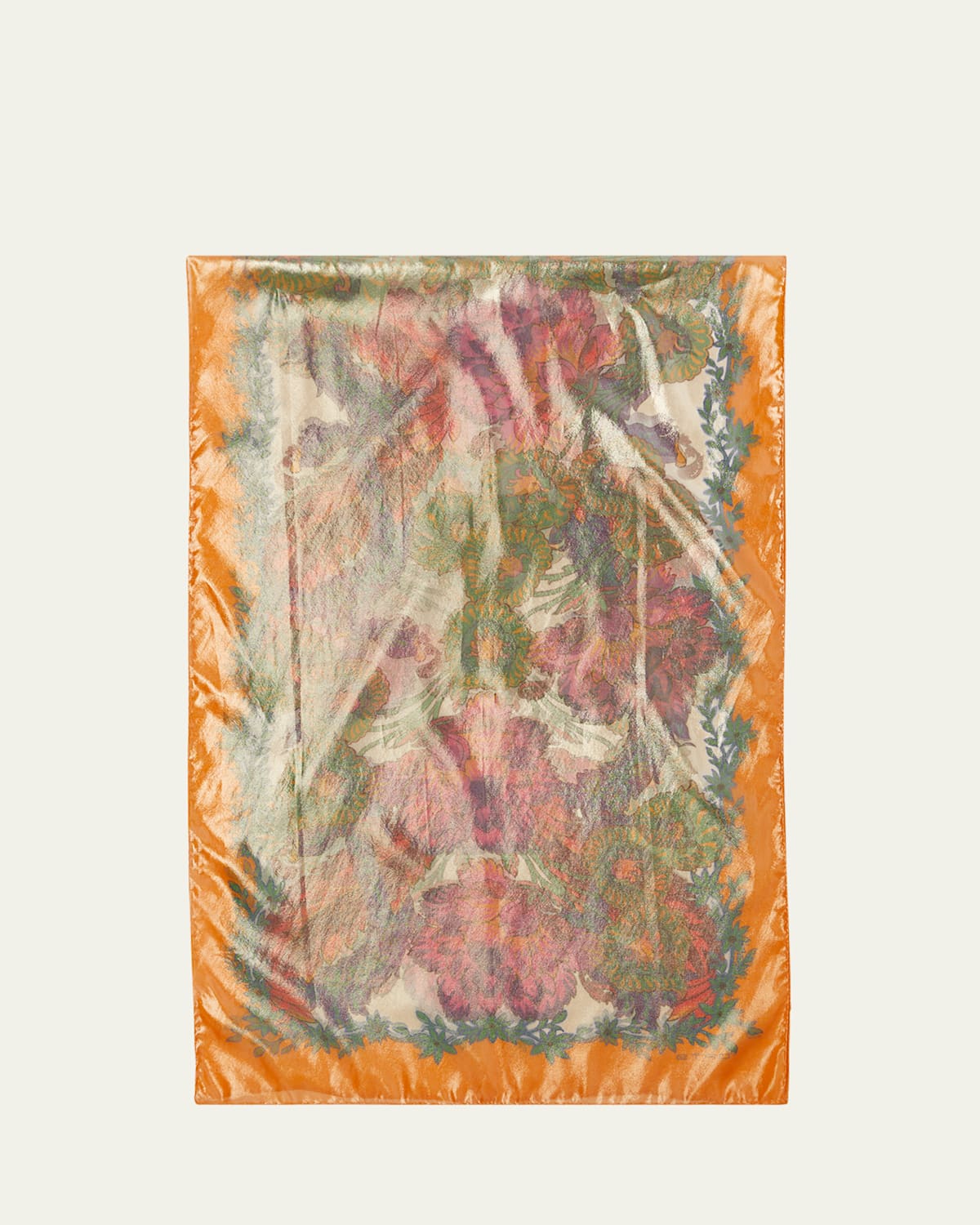 ETRO FLORAL PRINTED SHINY SILK SCARF 