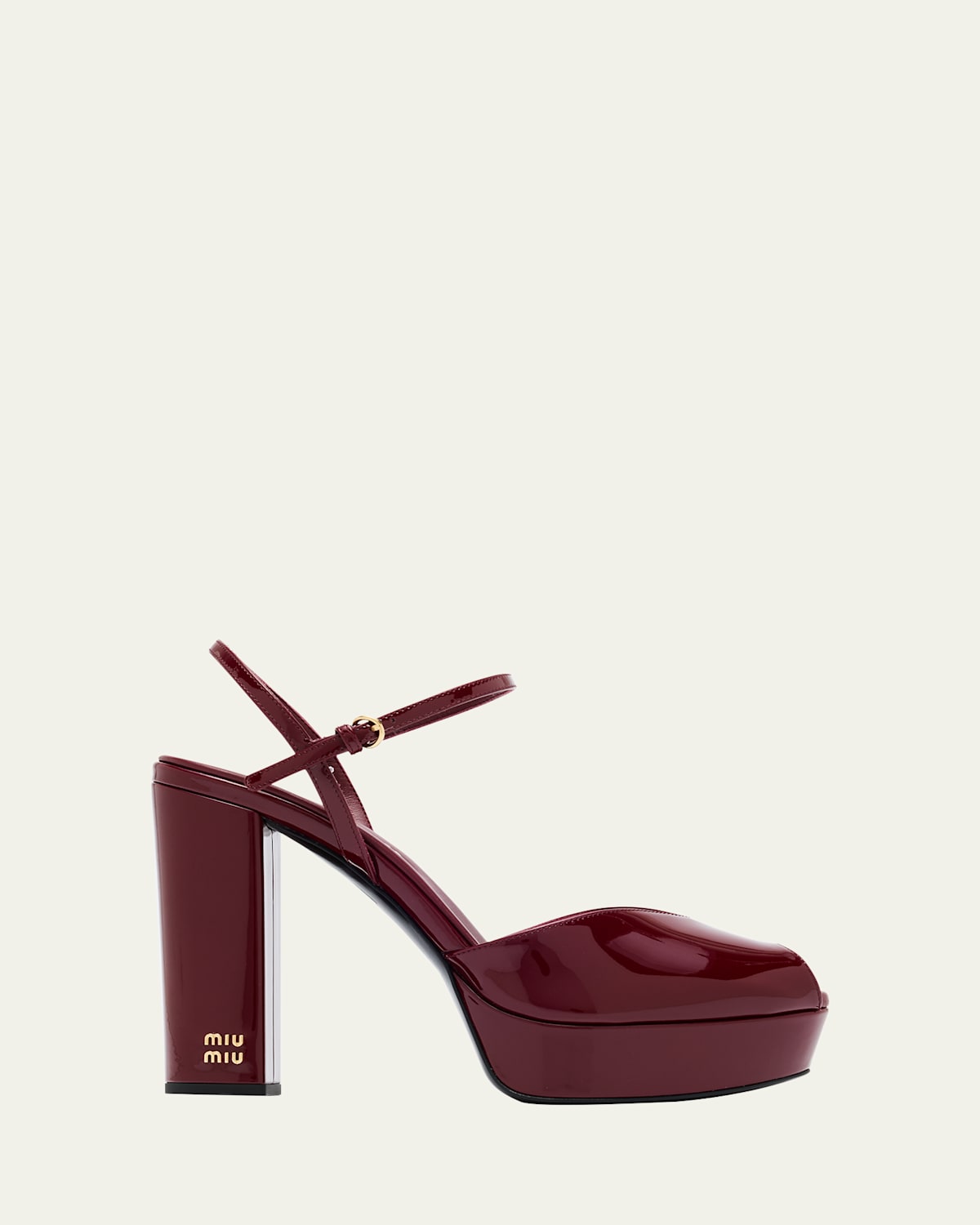 Shop Miu Miu Patent Leather Block-heel Platform Sandals