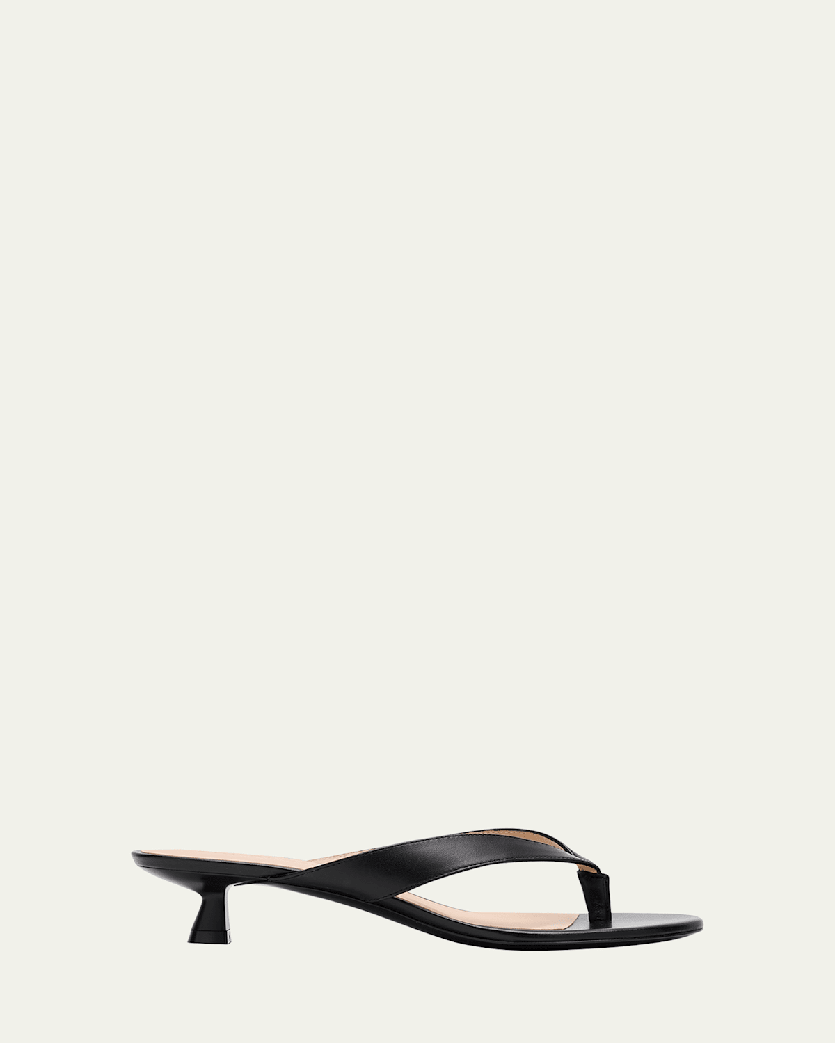 Stuart Weitzman Rio Leather Kitten-heel Thong Sandals In Black