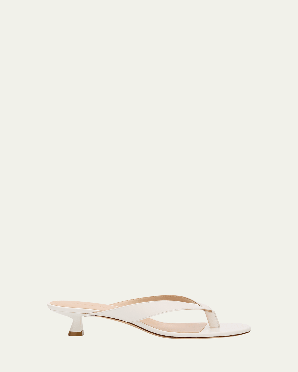 Stuart Weitzman 35mm Rio Sleek Patent Leather Thong Sandals In White