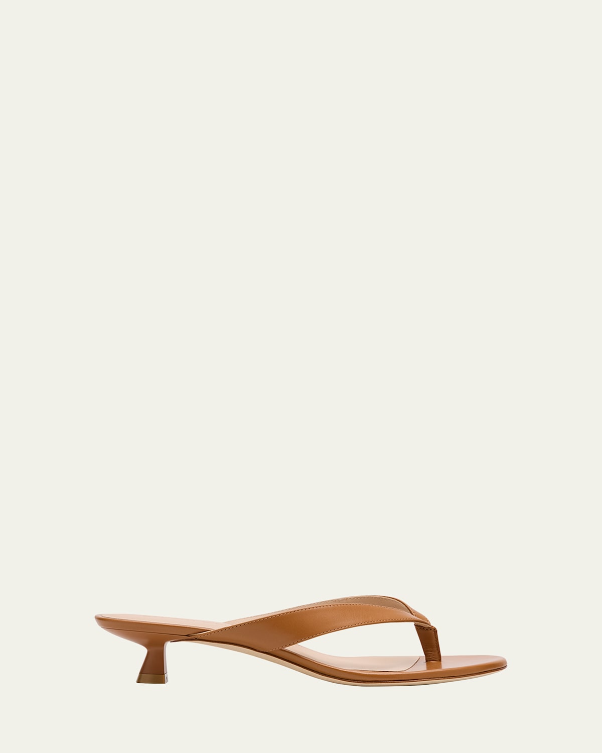 Stuart Weitzman Rio Leather Kitten-heel Thong Sandals