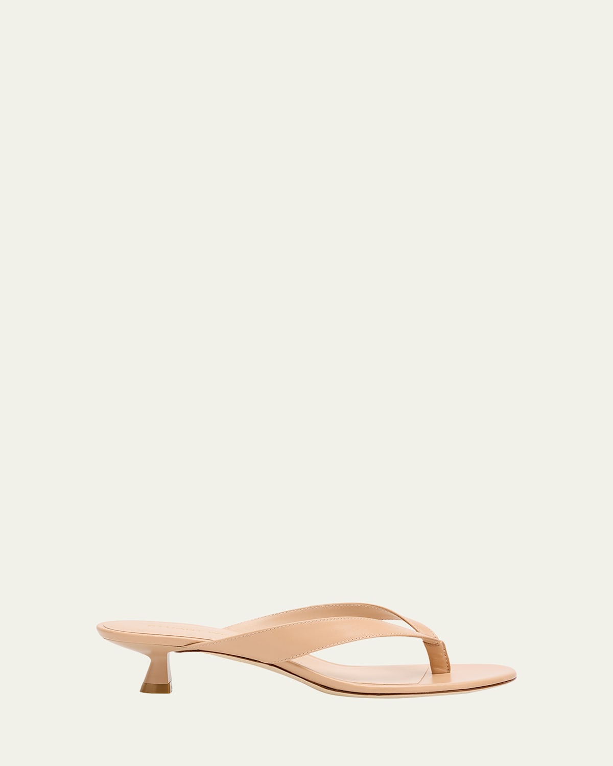 Stuart Weitzman Rio Leather Kitten-heel Thong Sandals In Neutral