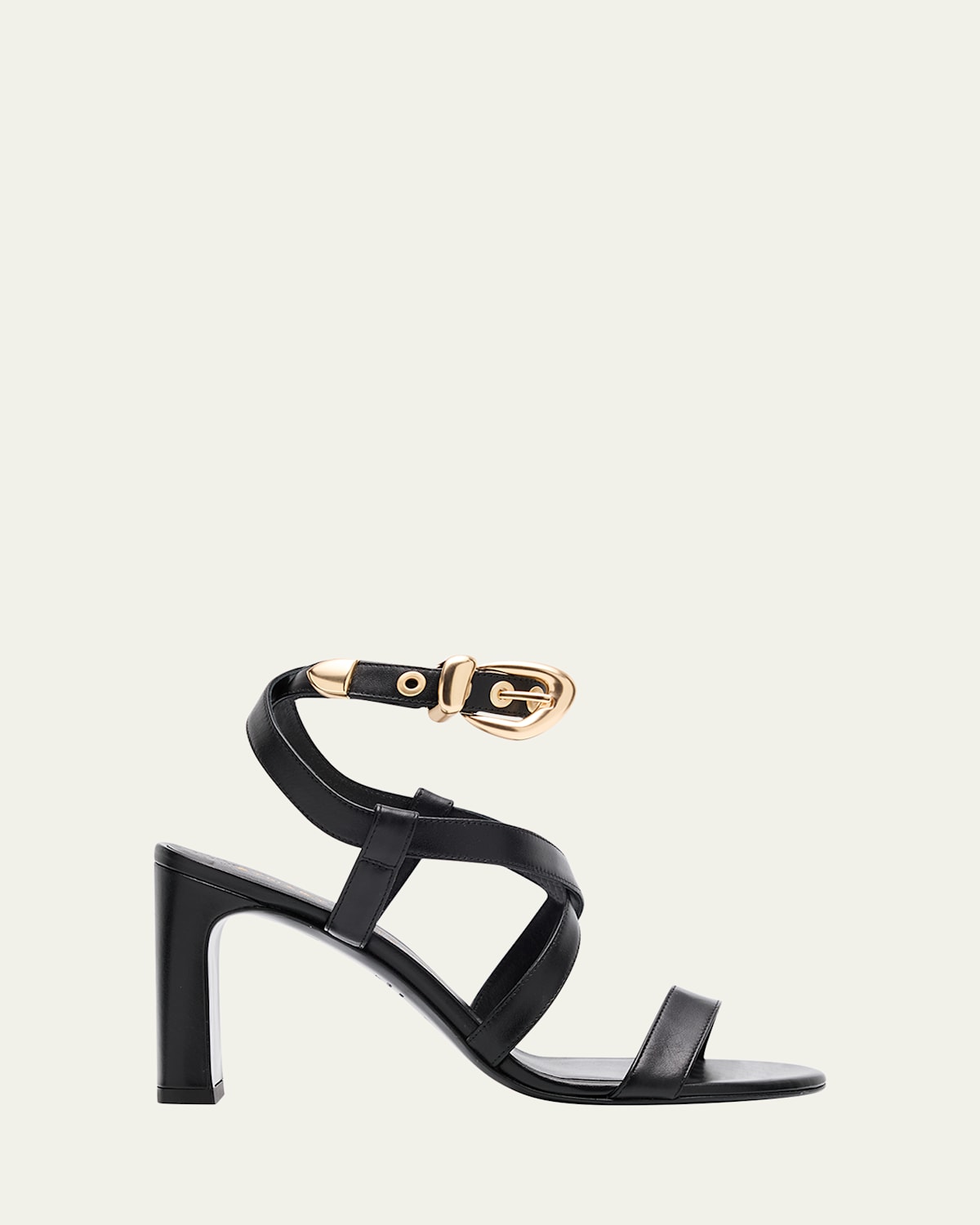 Stuart Weitzman Maven Leather Buckle Strappy Sandals