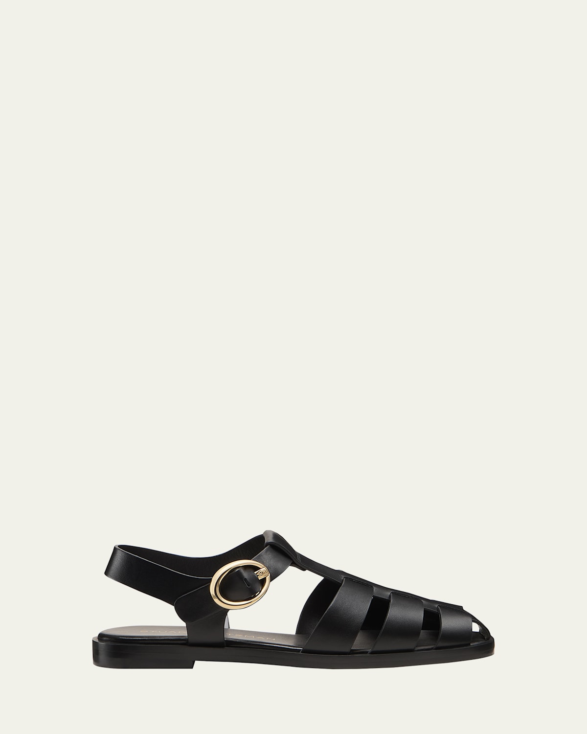 Stuart Weitzman Villa Leather Fisherman Sandals In Black