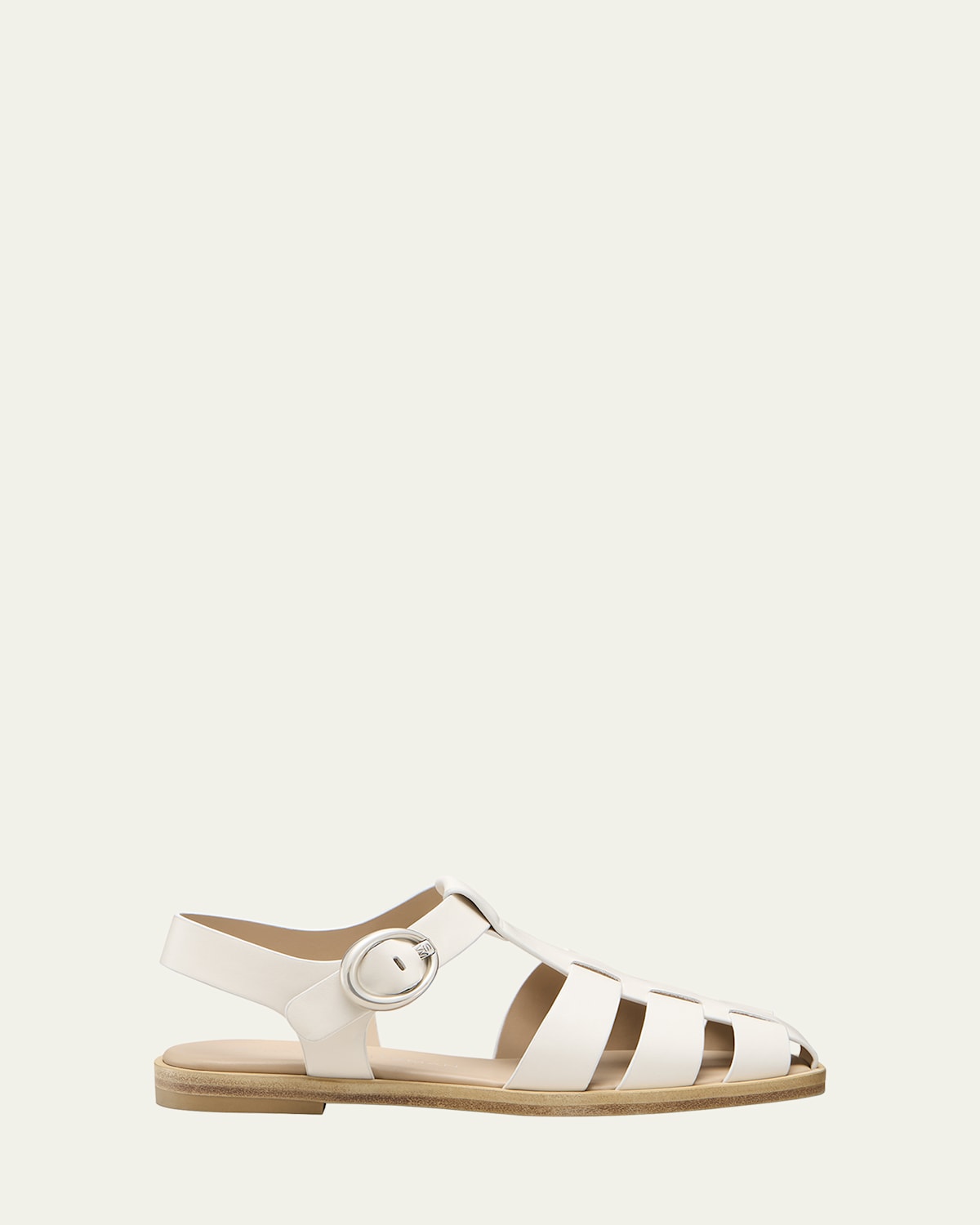 Stuart Weitzman Villa Leather Fisherman Sandals In White