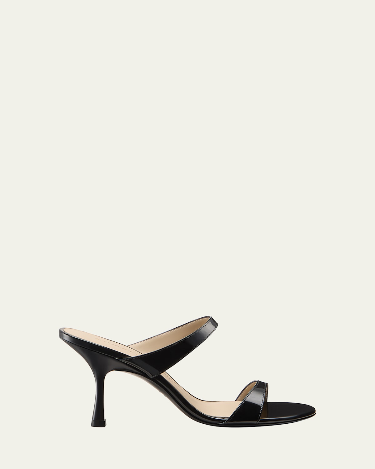 Stuart Weitzman Nudist Patent Leather Dual-strap Sandals In Black