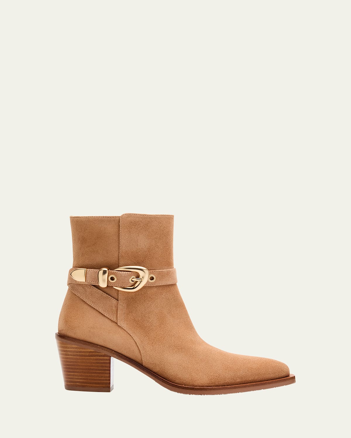 Stuart Weitzman Maven Suede Buckle Western Booties