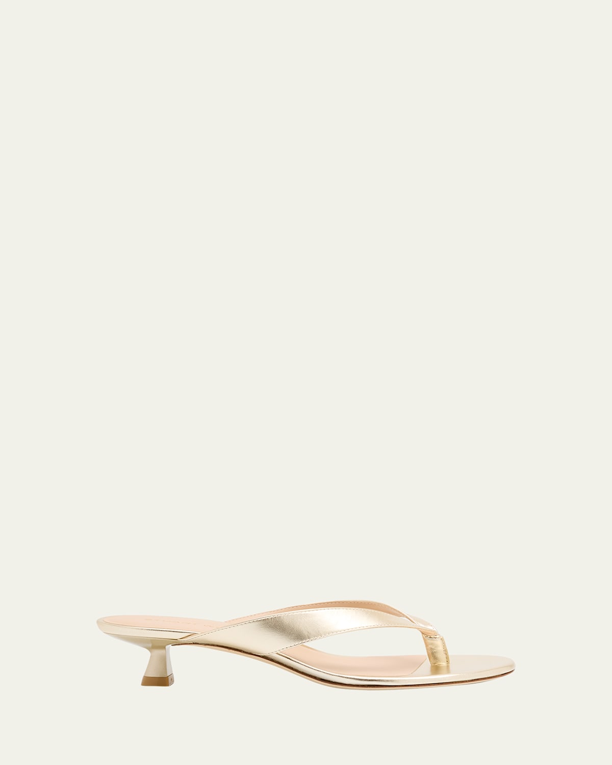 Stuart Weitzman Rio Metallic Kitten-heel Thong Sandals