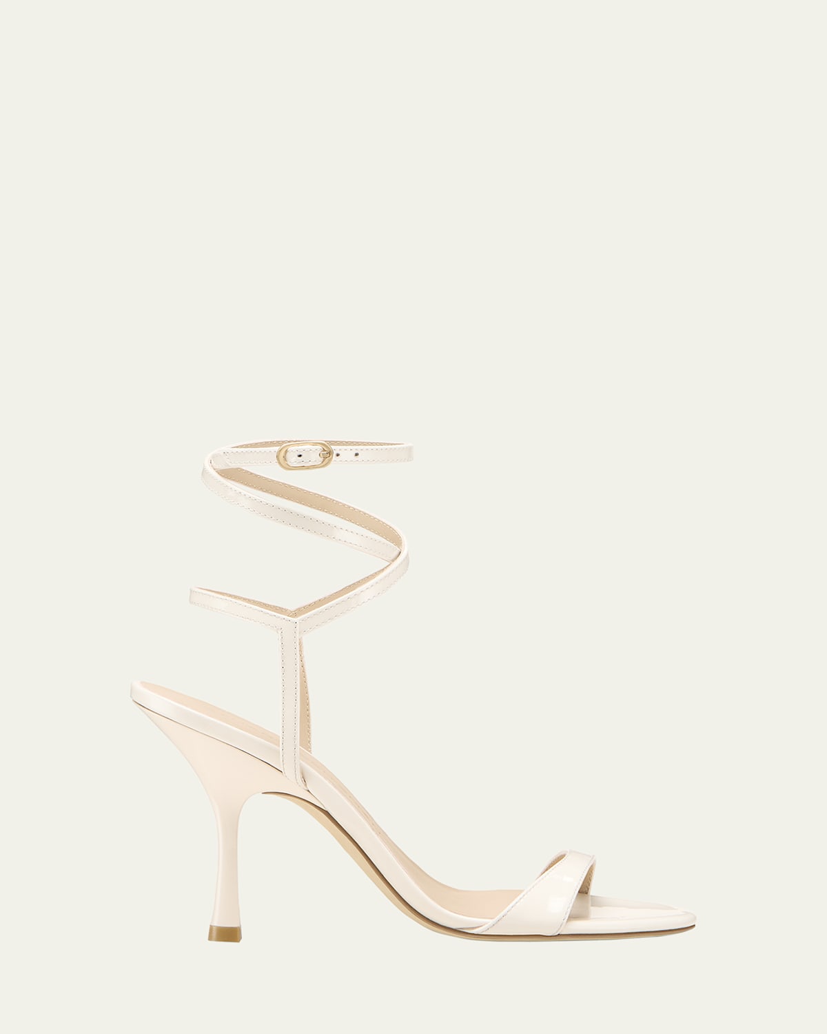Stuart Weitzman Nudist Patent Ankle-strap Sandals In White