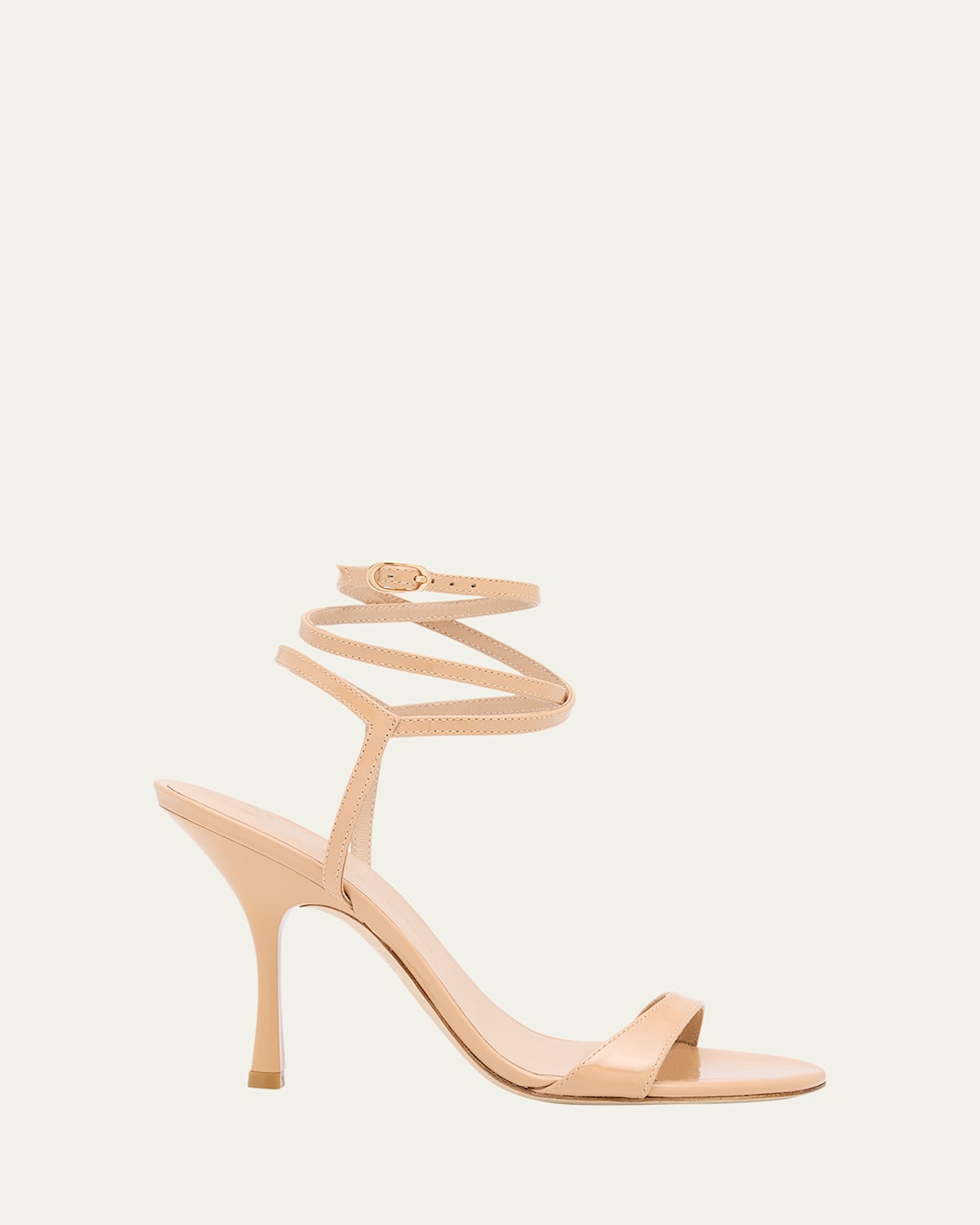 Stuart Weitzman Nudist Patent Leather Ankle-wrap Sandals