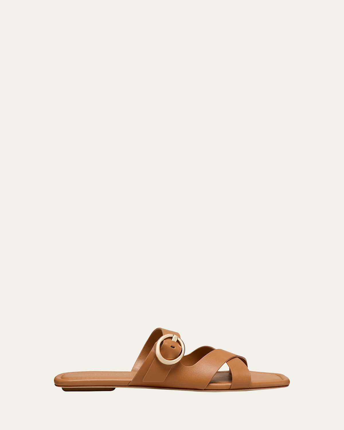 Stuart Weitzman Villa Leather Slide Sandals In Brown