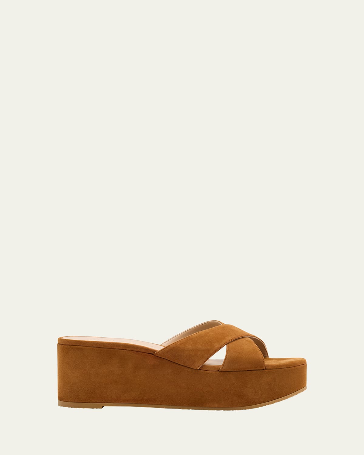 Stuart Weitzman Dayna Suede Crisscross Wedge Sandals