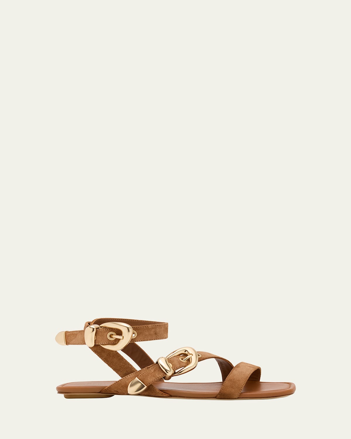 STUART WEITZMAN MAVEN SUEDE BUCKLE FLAT SANDALS 