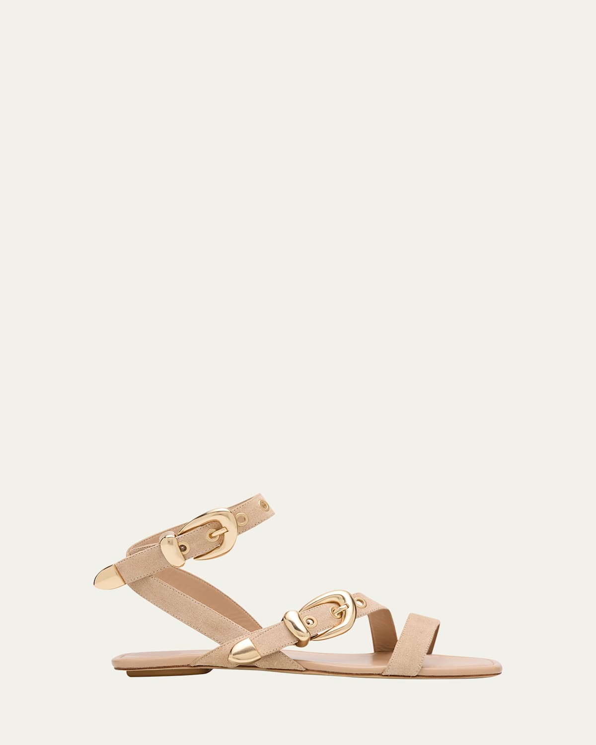 STUART WEITZMAN MAVEN SUEDE BUCKLE FLAT SANDALS 