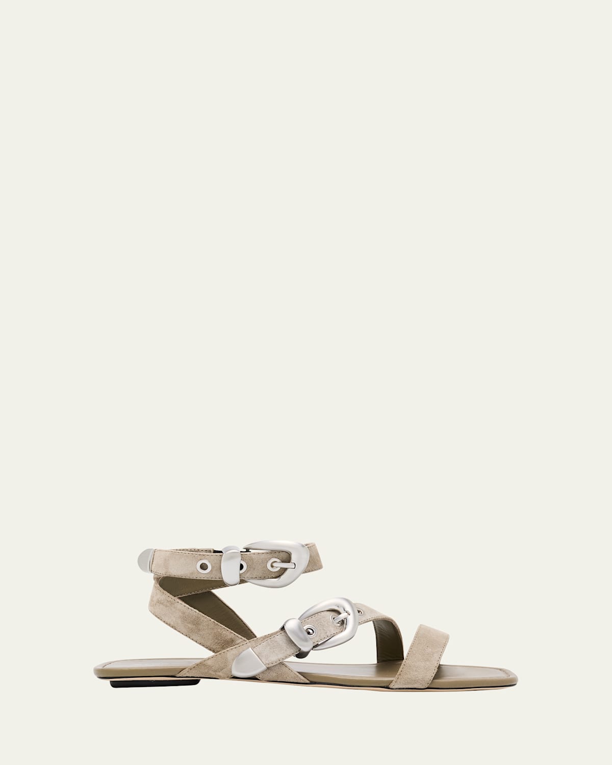 Maven Suede Buckle Flat Sandals