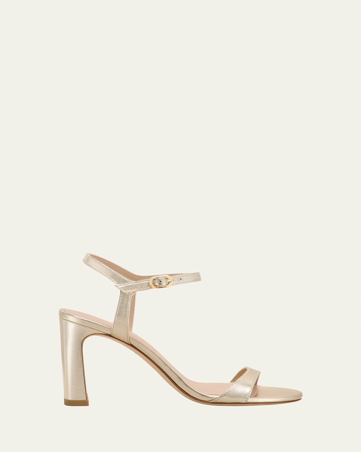 Stuart Weitzman Babette Metallic Ankle-strap Sandals In Gold