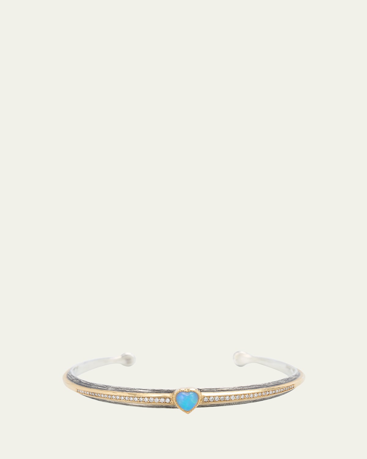 Opal Heart Cuff Bracelet with Diamonds