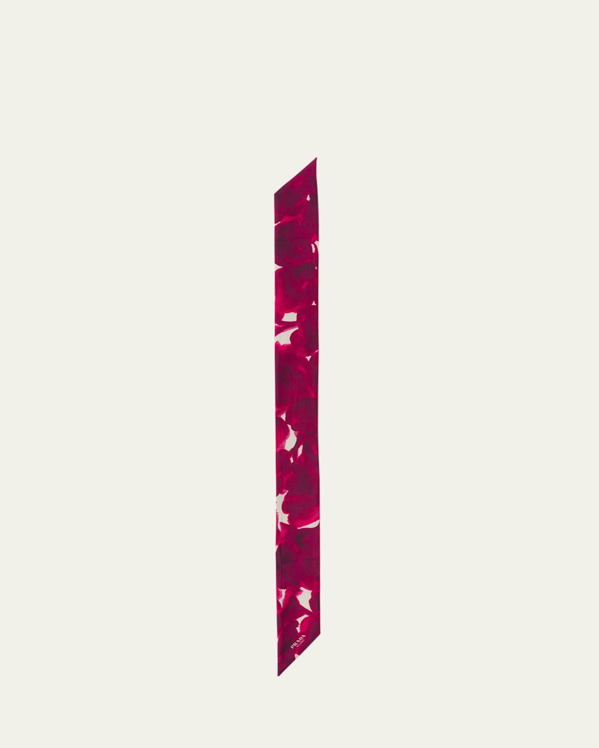 PRADA FLORAL SILK TWILL SKINNY SCARF 