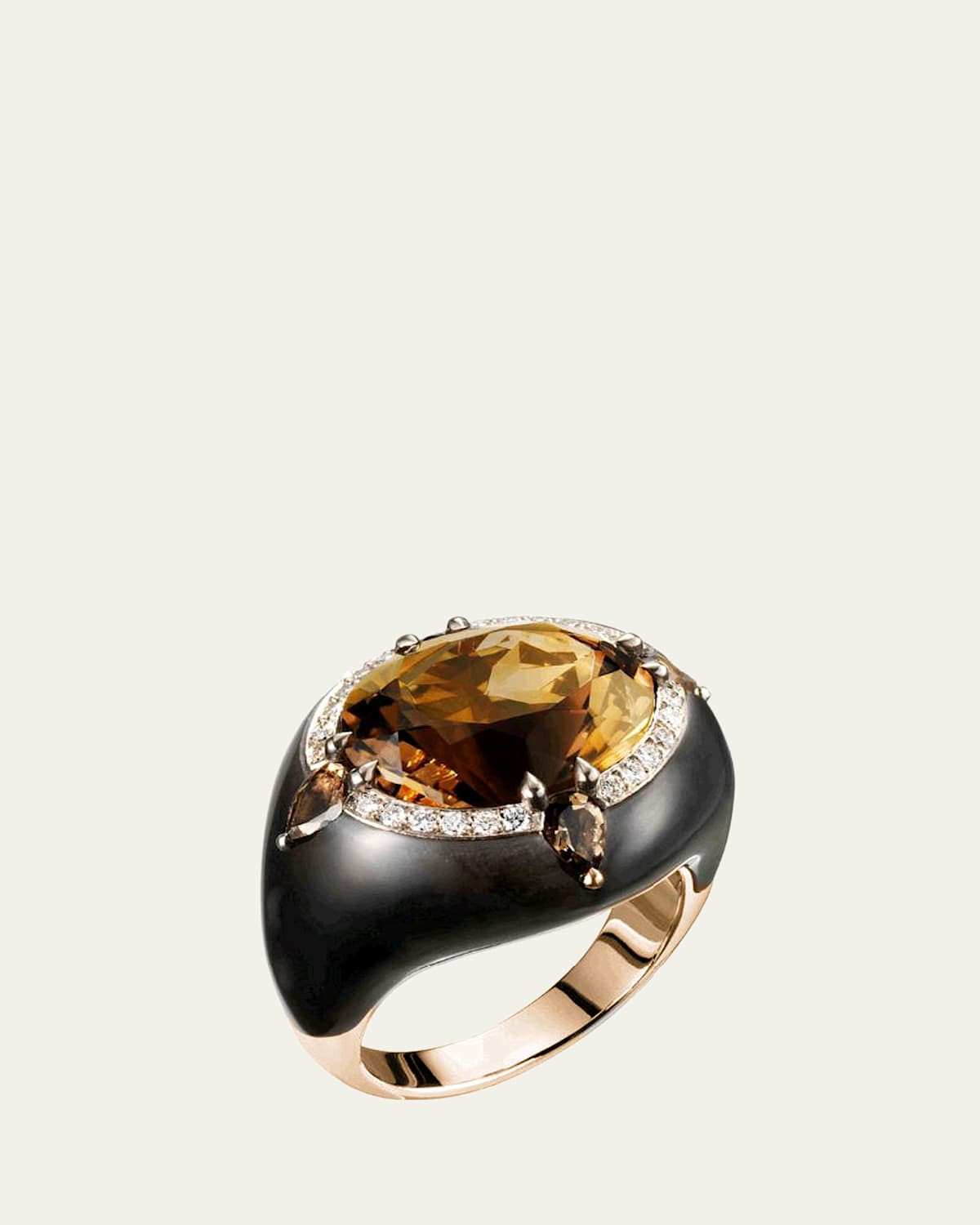 Boghossian 18K Rose Gold Inlay Reveal Ring with Citrine and Black Jadeite