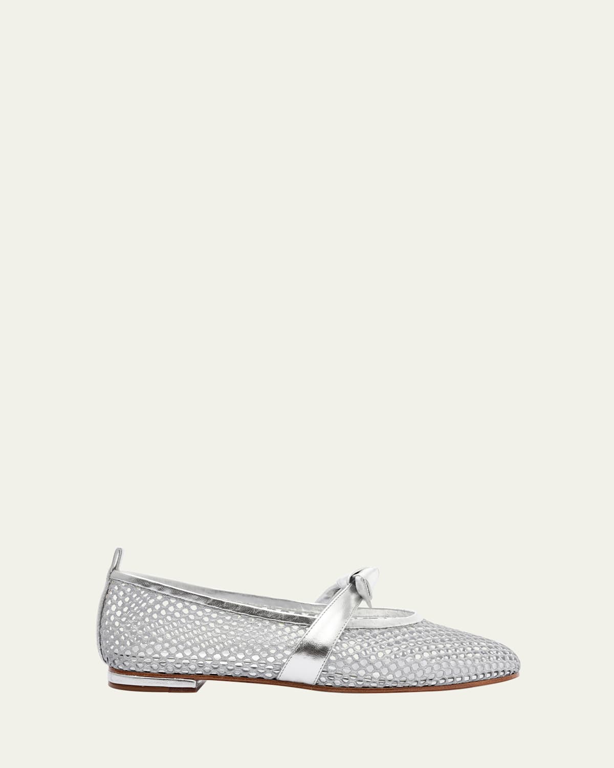 Clarita Metallic Bow Fishnet Ballerina Flats