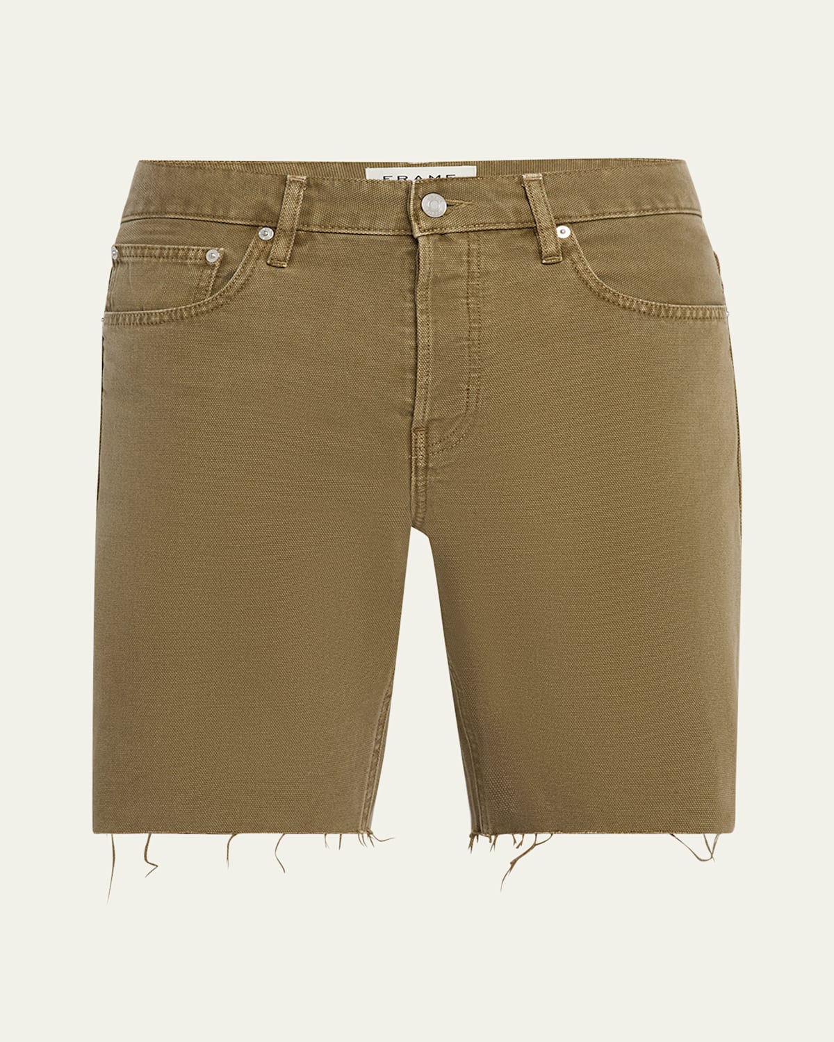 Frame Men's Relaxed Raw Hem Shorts In Green