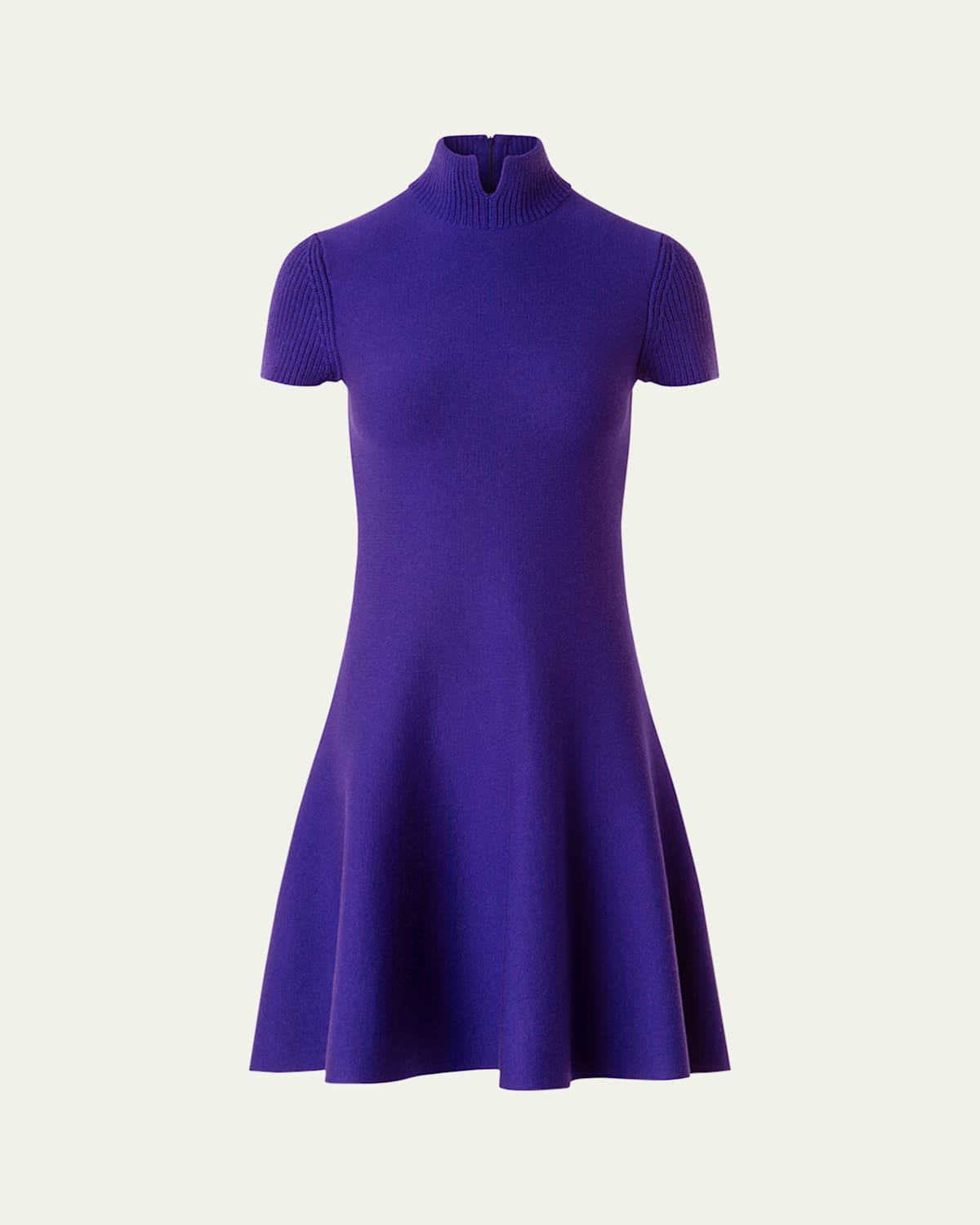 Akris Punto Short-sleeve Milano Knit Fit-and-flare Mini Dress In Blue